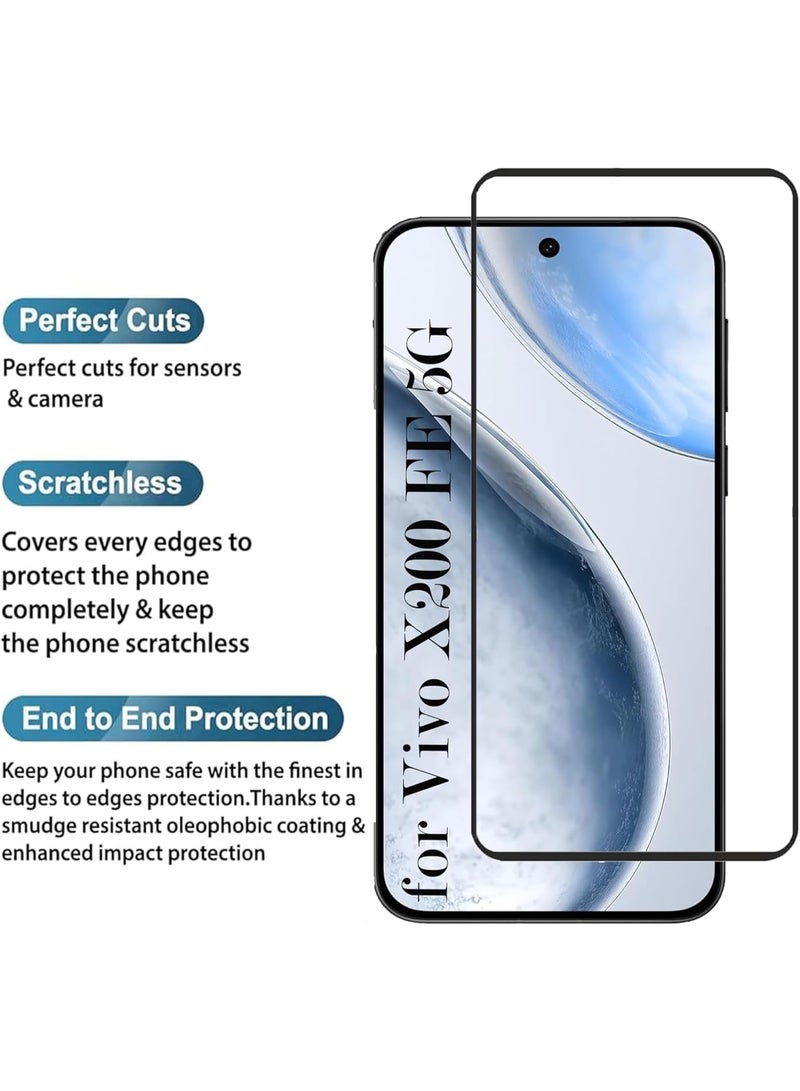 Muzz حماية شاشة Vivo X200 FE، لاصق كامل، خالي من الفقاعات، مضاد للخدش، مضاد لبصمات الأصابع، صلابة 9H، زجاج مقسى بحواف منحنية 3D لحماية شاشة Vivo X200 FE - Image 2