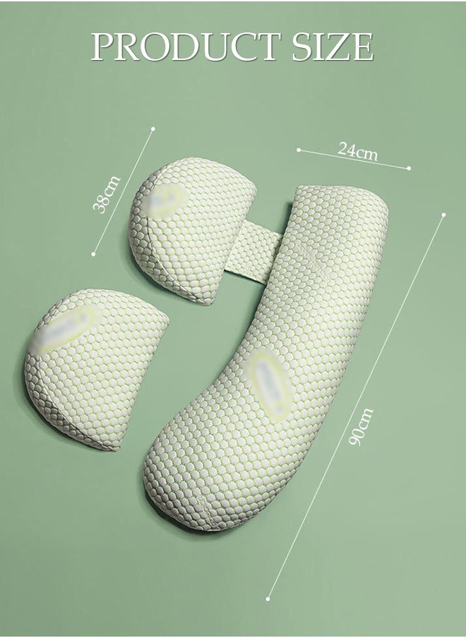 DUNISO Pregnancy Pillows for Sleeping，Pregnancy Pillow for Women，U Shaped Full Body Maternity Pillow with Detachable and Adjustable Pillow Cover Support for Back Legs Belly，Rosen Green  - Image 3