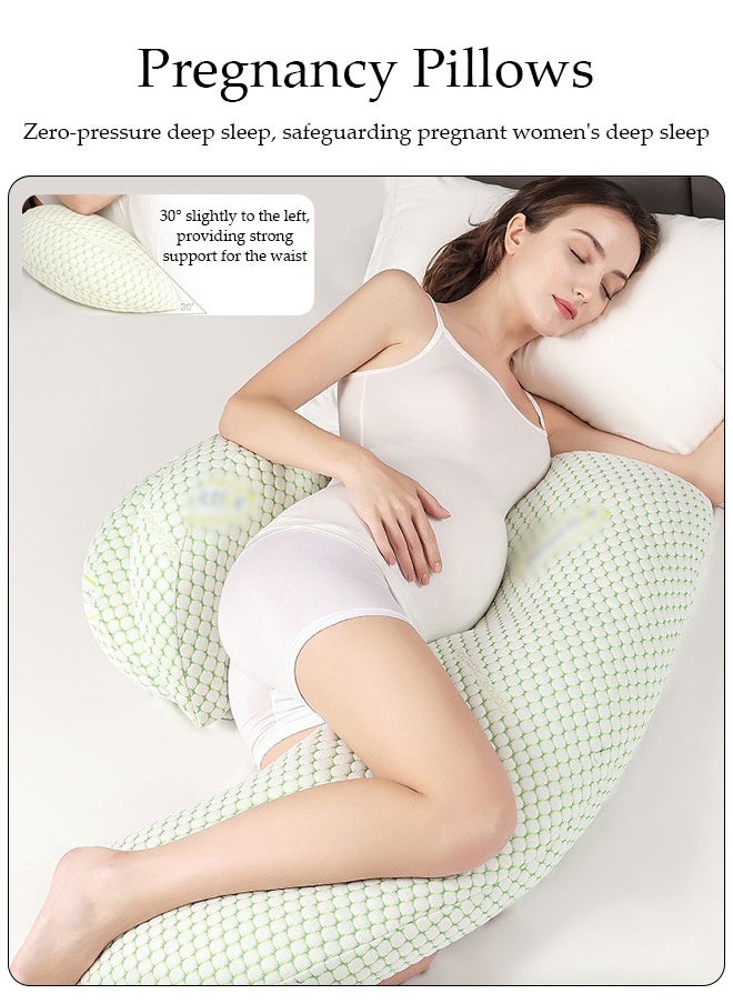 DUNISO Pregnancy Pillows for Sleeping，Pregnancy Pillow for Women，U Shaped Full Body Maternity Pillow with Detachable and Adjustable Pillow Cover Support for Back Legs Belly，Rosen Green  - Image 5