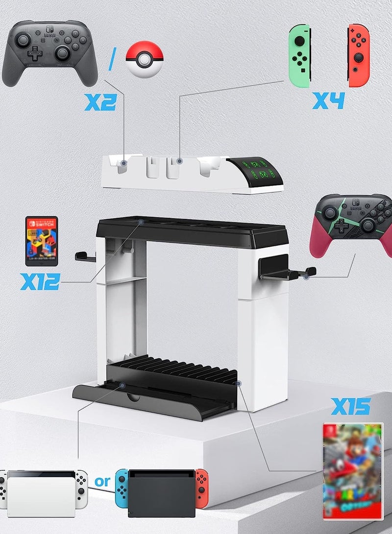 Nintendo Switch Game Organizer with Controller Charger & Storage Tower for Joy-Con, Pro Controller & Accessories - Perfect for TV Docking - Image 5