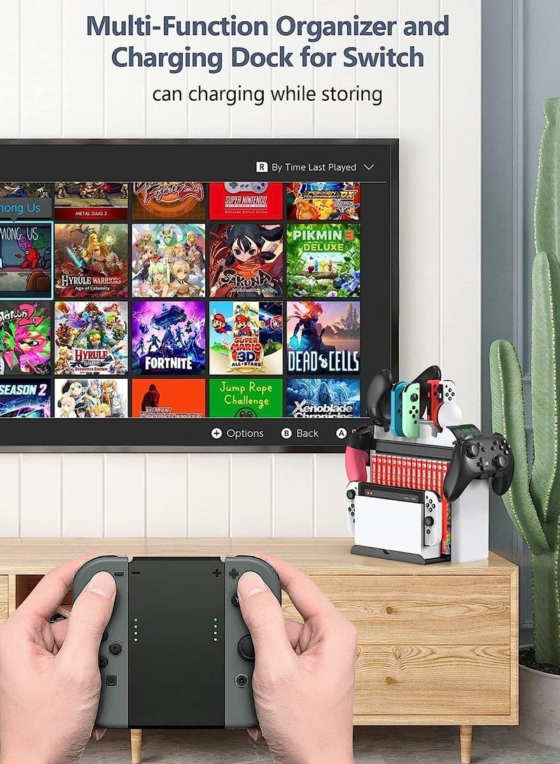 Nintendo Switch Game Organizer with Controller Charger & Storage Tower for Joy-Con, Pro Controller & Accessories - Perfect for TV Docking - Image 3