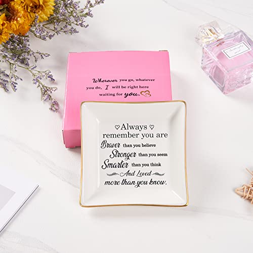 Spegiffu Inspirational Gifts for Women Trinket Dish with Positive Quotes - Always Remember You are Braver Stronger Smarter Than You Think, Motivational Gifts for Women Encouragement Cheer Up Gift - Image 3