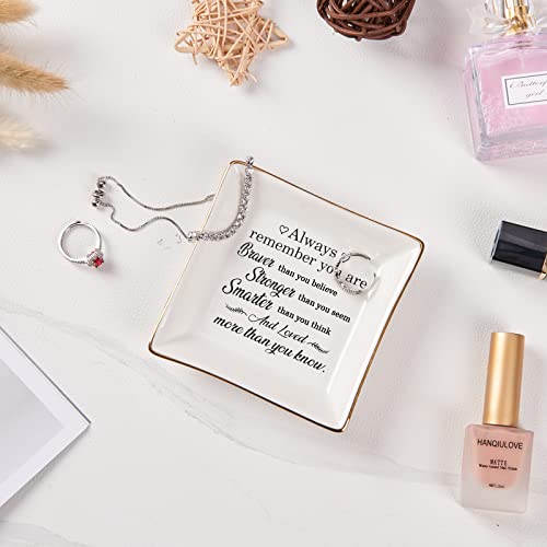 Spegiffu Inspirational Gifts for Women Trinket Dish with Positive Quotes - Always Remember You are Braver Stronger Smarter Than You Think, Motivational Gifts for Women Encouragement Cheer Up Gift - Image 4