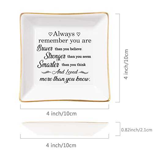 Spegiffu Inspirational Gifts for Women Trinket Dish with Positive Quotes - Always Remember You are Braver Stronger Smarter Than You Think, Motivational Gifts for Women Encouragement Cheer Up Gift - Image 5