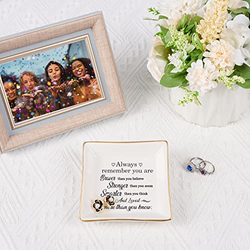 Spegiffu Inspirational Gifts for Women Trinket Dish with Positive Quotes - Always Remember You are Braver Stronger Smarter Than You Think, Motivational Gifts for Women Encouragement Cheer Up Gift - Image 2