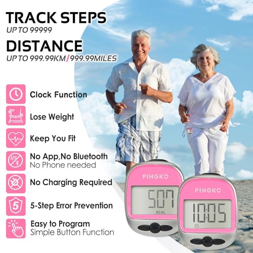 PINGKO Outdoor Multi-Function Portable Sport Pedometer Step/Distance/Calories/Counter - Pink - Image 3
