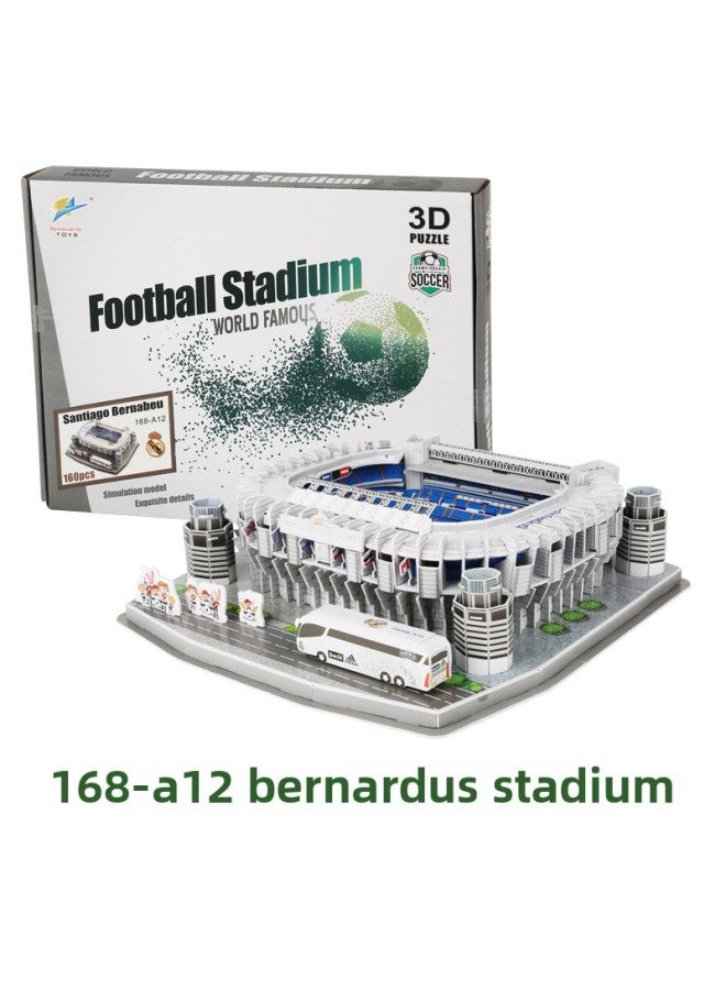 3D Jigsaw Puzzle World Cup Football Stadium Construction Stadium Model Children's DIY Puzzle Toy-Color:Real Madrid-Santiago Bernabeu Stadium - Image 1