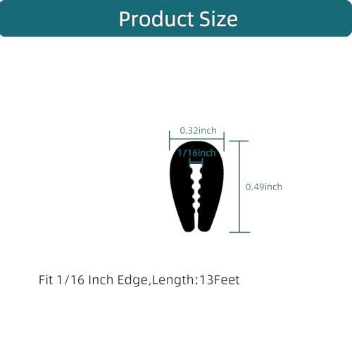 Tintvent Rubber Edge Trim 13Feet, EPDM U Channel Edge Seal Strip, Fits Edge up to 1/16 inch (1.6mm), Black - Image 2