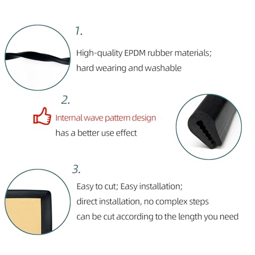 Tintvent Rubber Edge Trim 13Feet, EPDM U Channel Edge Seal Strip, Fits Edge up to 1/16 inch (1.6mm), Black - Image 3