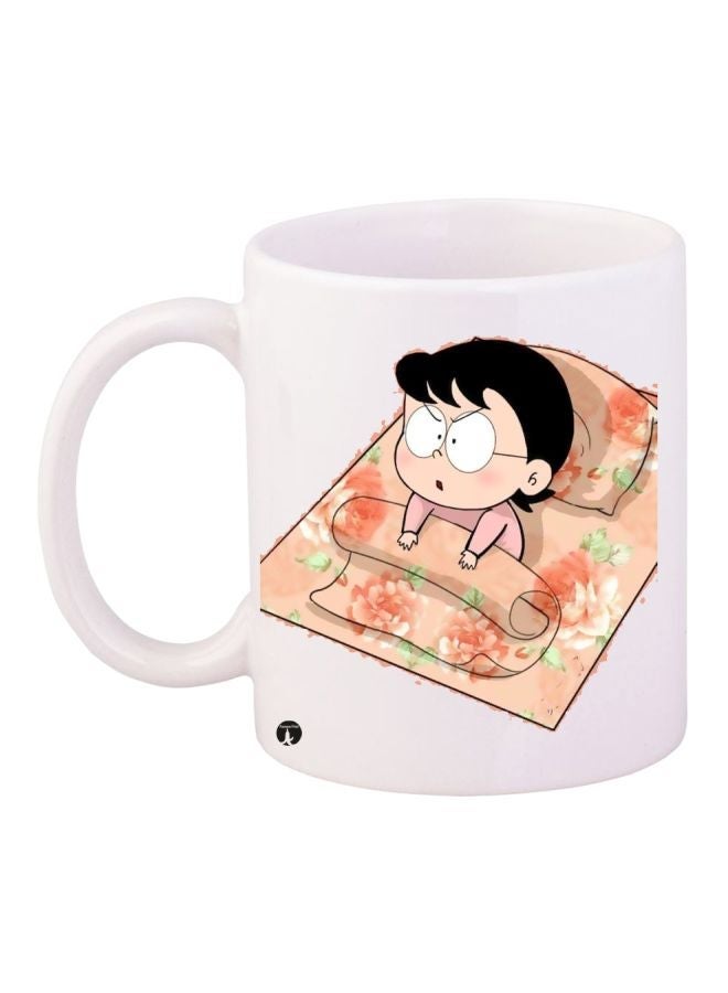 RYN Cartoon Printed Coffee Mug White/Orange/Black 11ounce
