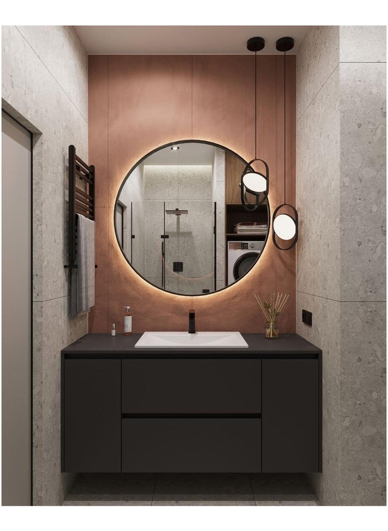 Generic Led Wall Mirrors With Black Metal Frame 70X70X3Cm  Black  - Image 1