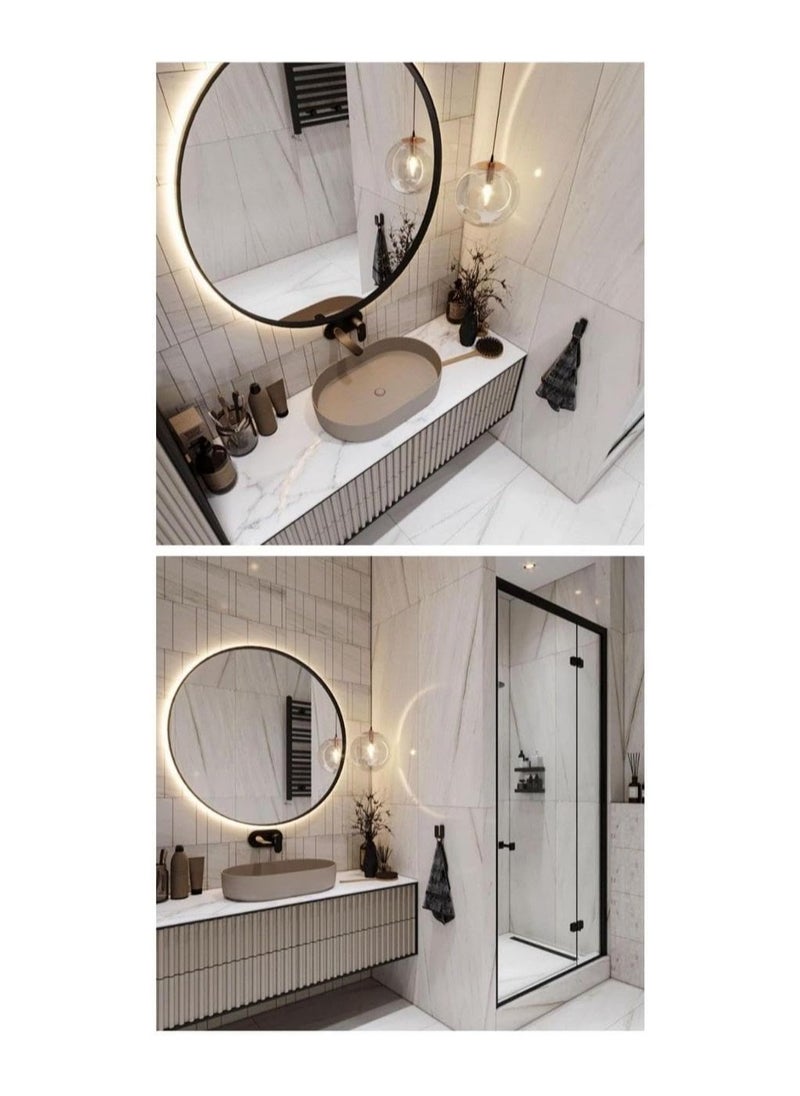 Generic Led Wall Mirrors With Black Metal Frame 70X70X3Cm  Black  - Image 3