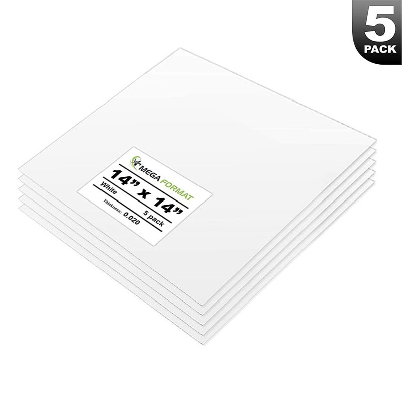 MEGA FORMAT White Polystyrene Flexible Plastic Board Sheet 14" x 14" (.020 Thick) Styrene Sheet, Ideal for Modeling Projects, Displays, Plastic Sheets for Crafts, Styrene Sheets Durable Plastic Sheet (5-Pack) - Image 3
