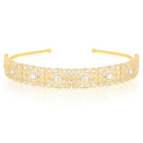 Peora Gold Plated White Kundan Studded Fancy Hair Band Ethnic Fashion Jewellery Gift for Girls Women - Image 3
