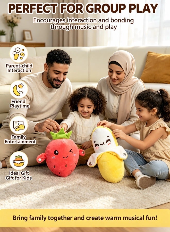 Zorva Musical Strawberry Plush Toy, Dual Single & Multi Touch Sensory Interactive Educational Toy, Comes with Batteries, Soft Stuffed Doll Kids Birthday Gift - Image 4