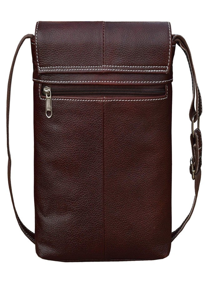 ABYS Genuine Leather Dark Brown Sling Messenger Bag For Men, Sling Office Bag For Women, Travel Bag For Men And Women - Image 5