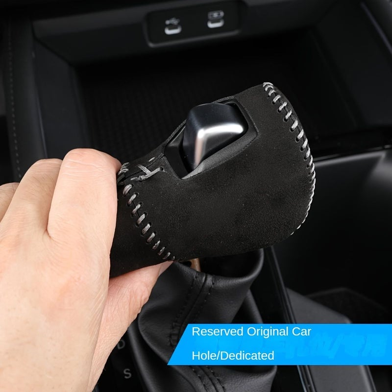 Black Line Faux Leather Shift Knob Center Console Cover for Honda CRV HRV - Image 3