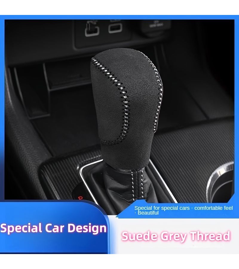 Black Line Faux Leather Shift Knob Center Console Cover for Honda CRV HRV - Image 4