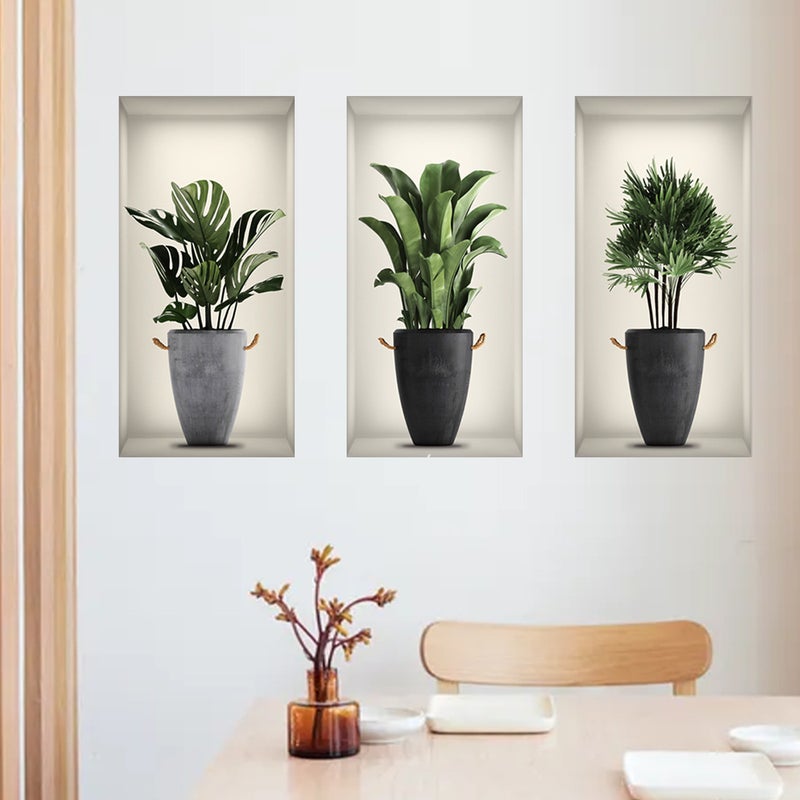 Creative Green Plant Potted 3D Stereo Fake Window Wall Stickers Living Room Decorative Wall Stickers Self-Adhesive Wall Stickers - Image 2