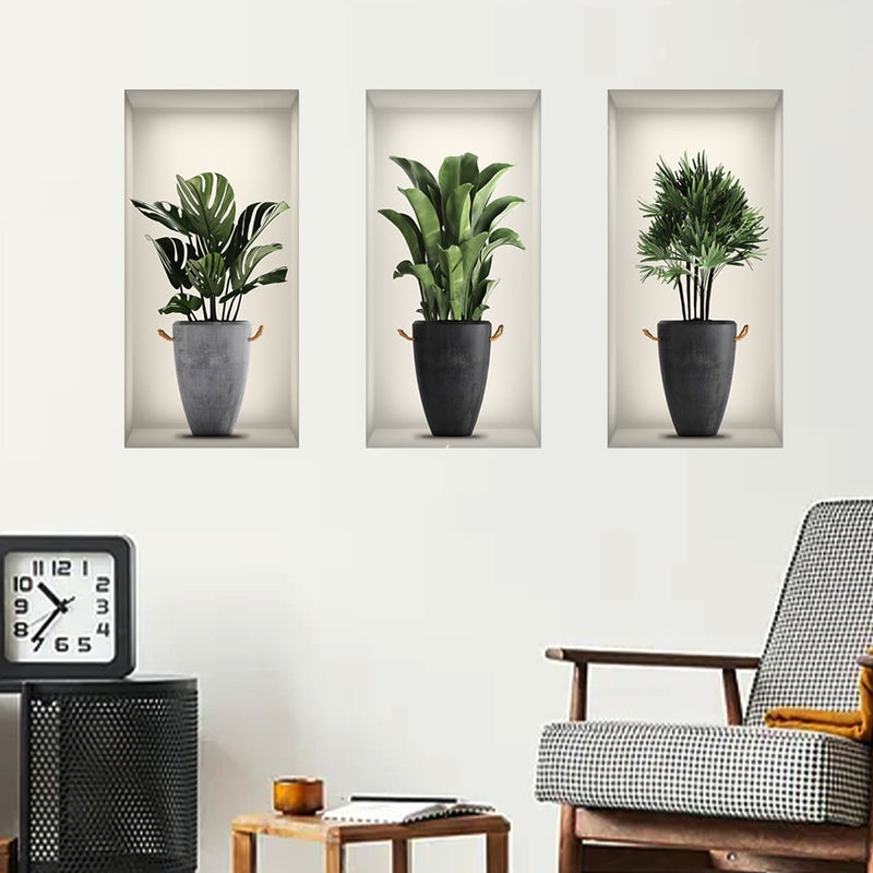 Creative Green Plant Potted 3D Stereo Fake Window Wall Stickers Living Room Decorative Wall Stickers Self-Adhesive Wall Stickers - Image 4