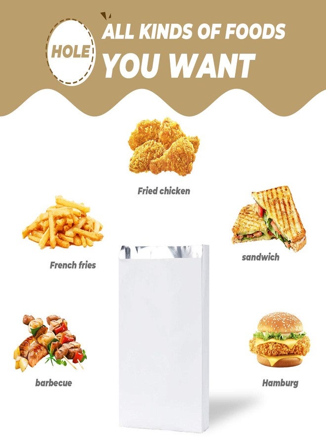 EUSOAR أكياس مطبخ ورقية EUSOAR، 100 قطعة 10.2x6.2x1.5 بوصة أكياس غداء من رقائق الألومنيوم، أكياس برجر مقاومة للزيت، أكياس شواء، أكياس بسكويت، أكياس فشار - Image 3