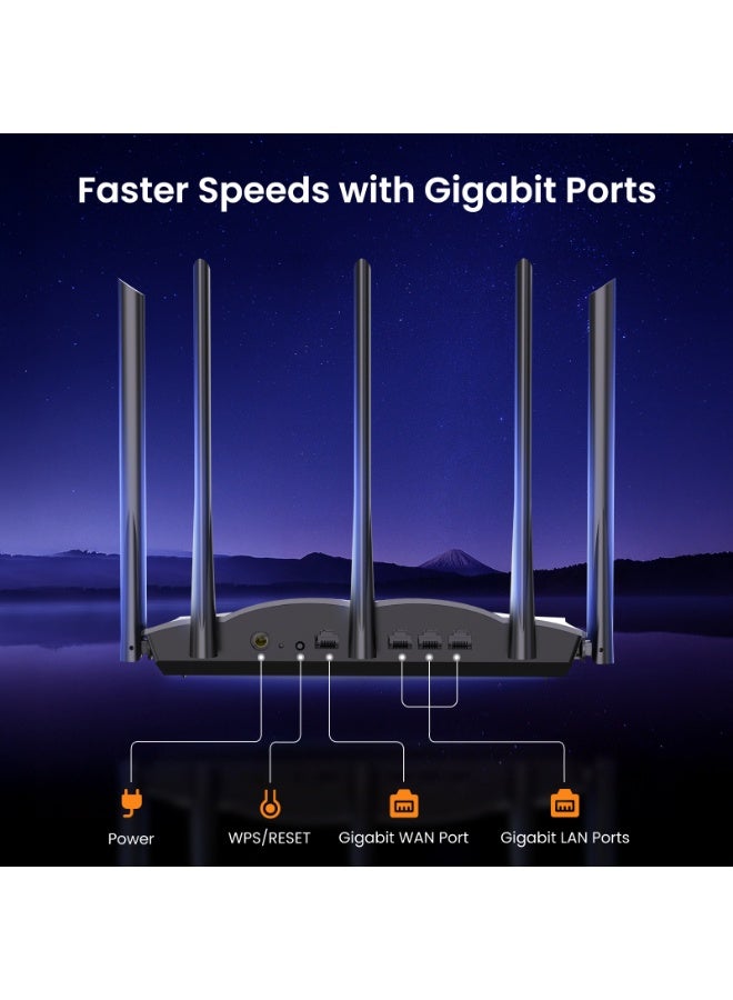 Tenda RX12 Pro WiFi 6 AX3000 Dual Band Gigabit Router, 2404Mbps/5GHz + 574Mbps/2.4GHz, 4 Gigabit Ports, 5x6dBi Antennas,160MHz Bandwidth, WiFi+ Mesh, OFDMA/VPN/WPA3/IPV6/TWT RX12 Pro black - Image 4