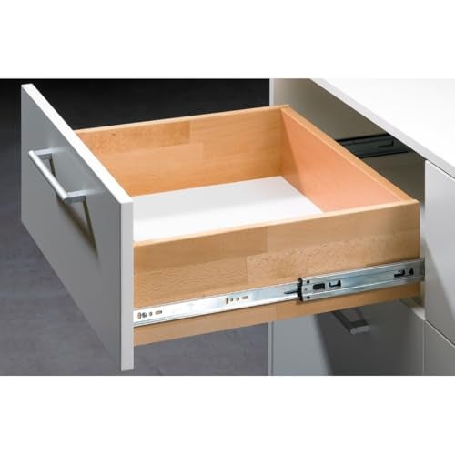 Hettich Telescopic Ball Bearing Channel KA 5632/450mm | Zinc Finish, Normal Closing | Drawer Channel for Home, Kitchen & Wardrobe | Load Capacity 45 kg | Full Extension (Galvanised Steel, 2 Pcs) - Image 1