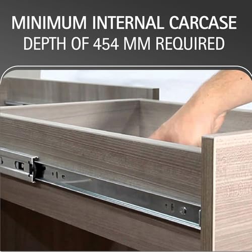 Hettich Telescopic Ball Bearing Channel KA 5632/450mm | Zinc Finish, Normal Closing | Drawer Channel for Home, Kitchen & Wardrobe | Load Capacity 45 kg | Full Extension (Galvanised Steel, 2 Pcs) - Image 3
