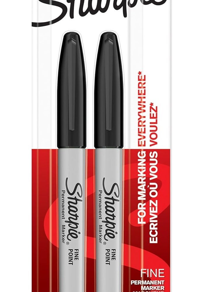 Sharpie Permanent Markers | Fine Point | Black | 2 Count - Image 1