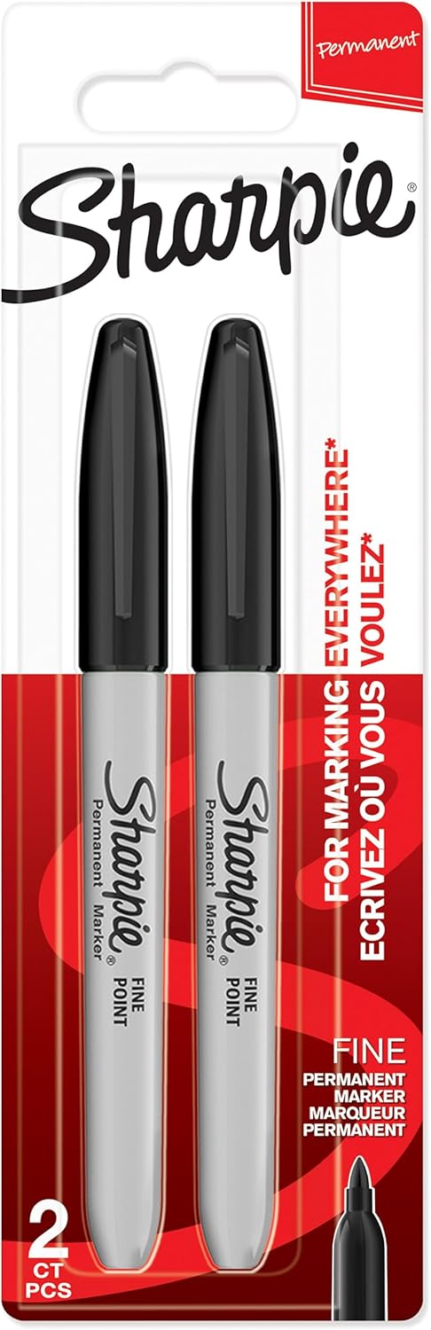 Sharpie Permanent Markers | Fine Point | Black | 2 Count - Image 1