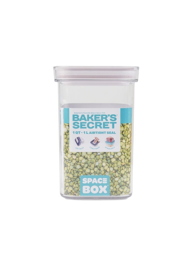 Baker's Secret Baker’s Secret SPACE BOX Square Airtight Container – Efficient Food Storage for Freshness Preservation, Meal Prep & Organized Kitchen Use - 1L - Image 1