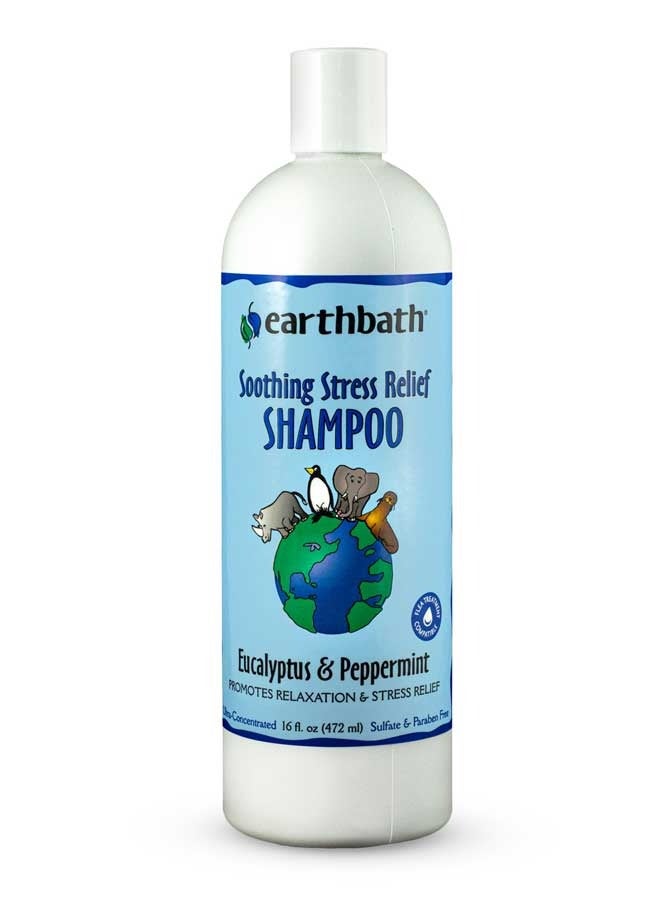 earthbath® Soothing Stress Relief Shampoo, Eucalyptus & Peppermint, Promotes Relaxation & Stress Relief, Made in USA, 16 oz