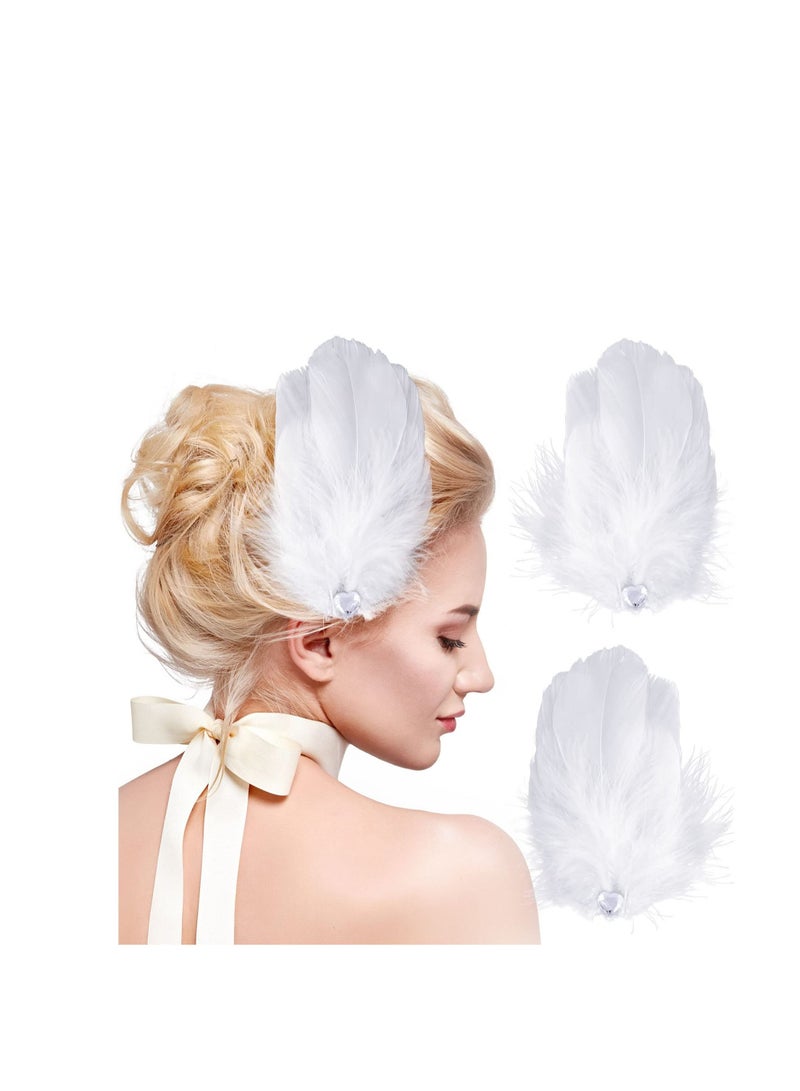 Excefore Feather Hair Clips for Women, Bridal Hair Barrettes Simple Feather Design, Wedding Birthday Valentines Day Gifts, Head Wear Hairpins for Women and Girls - Image 1