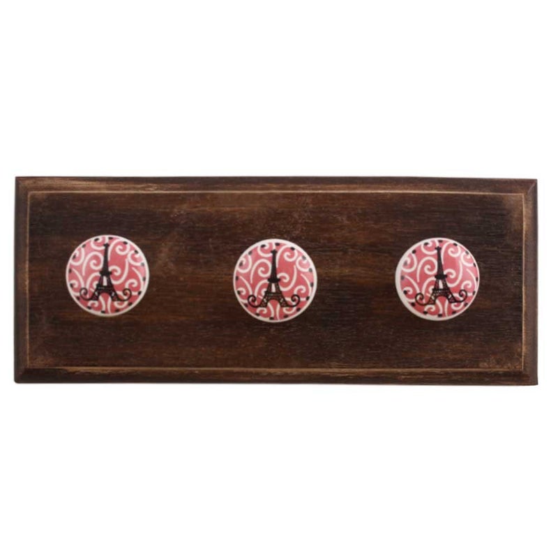 Indian-Shelf IndianShelf Handmade Wooden Paris Eiffel Tower Flat Wall Hooks Hangers Holders 1004 cm Pink 1 Piece  - Image 1