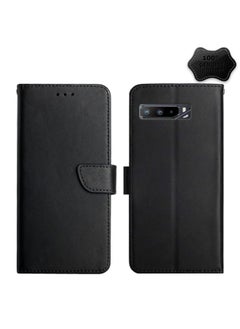 HuHa Case Cover For Asus ROG Phone 3 ZS661KS Genuine Leather Fingerprint-proof Flip Phone Case Black 