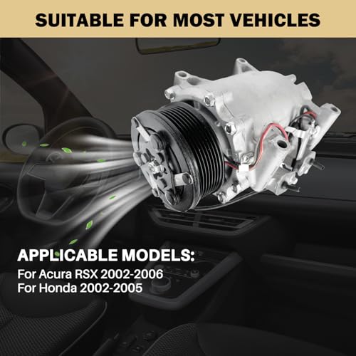 Aspligo Air Conditioner AC Compressor Fits for Honda Civic 2002-2005 2.0L, for Acura RSX 2002-2006 2.0L, CO 10726AC AC Compressor, Replaces 38810PND006, 38810PRA006 - Image 2