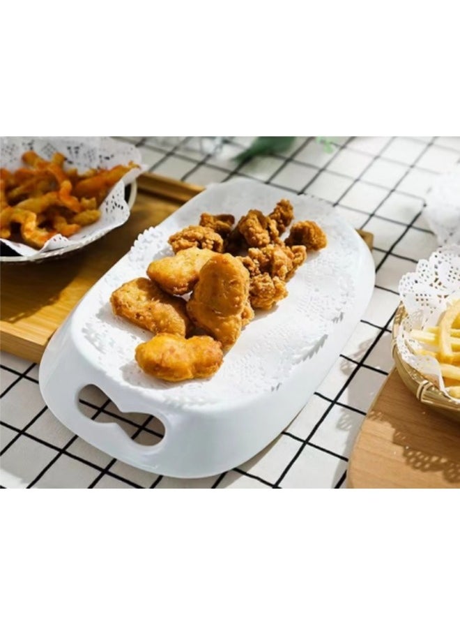 Generic - 200 Pieces Baking Paper Mats Disposable Oil-Absorbing Paper Food Tray Liners Decorative Lace Hollow Oval Paper Set White 6.5*9 Inches - Image 1