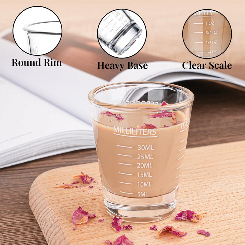 BCnmviku Shot Glasses Measuring cup Espresso Shot Glass Liquid Heavy Wine 2 Pack 26-Incremental Measurement 1oz, 6 Tsp, 2 Tbs, 30ml By (2pack-White) - Image 3