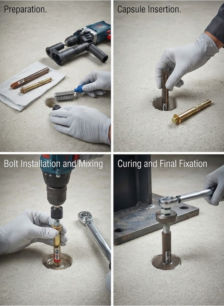 Fischer High Bond Chemical Anchoring Capsules and Bolts for Fixing Maximum Loads in Non-Cracked Concrete Good for Machines and Steel Constructions Indoor and Outdoor (Chemical Capsule 8MM) - Image 2