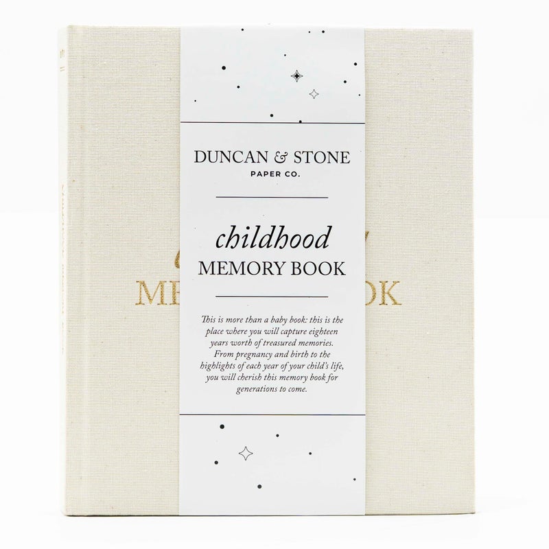 DUNCAN & STONE PAPER CO. Childhood Memory Book - Elegant Memory Book For Kids Till Age 18 W/Guided Prompts, Space for Photos & More - Childhood Memory Journal (175 Pages, Cream) - Image 1