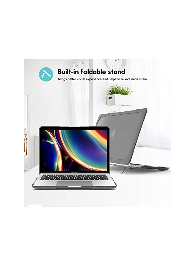 Procases MacBook Pro 13 Inch Case 2022 2020 M1 A2338/ A2289/ A2251, Heavy Duty Hard Shell Dual Layer Protective Cover with Kickstand for MacBook Pro New 13-inch Retina with Touch ID -Grey - Image 5