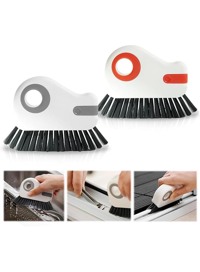 promass 2PCS 2 in 1 Groove Cleaning Brush Window Track Cleaning Tool, Gap Cleaning Brush, Multi-Function Grout Cleaning Tool Grip Brush Bristle Crevice Cleaning Brush with Hidden Scraper - Image 1