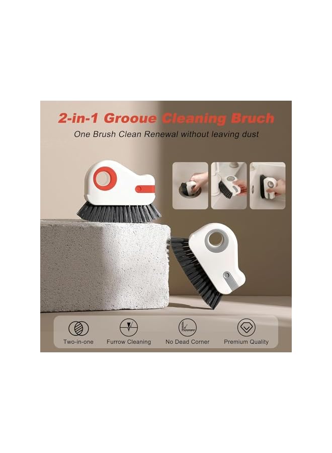 promass 2PCS 2 in 1 Groove Cleaning Brush Window Track Cleaning Tool, Gap Cleaning Brush, Multi-Function Grout Cleaning Tool Grip Brush Bristle Crevice Cleaning Brush with Hidden Scraper - Image 2
