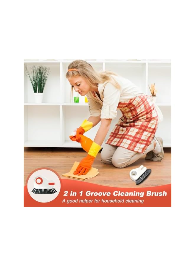 promass 2PCS 2 in 1 Groove Cleaning Brush Window Track Cleaning Tool, Gap Cleaning Brush, Multi-Function Grout Cleaning Tool Grip Brush Bristle Crevice Cleaning Brush with Hidden Scraper - Image 5