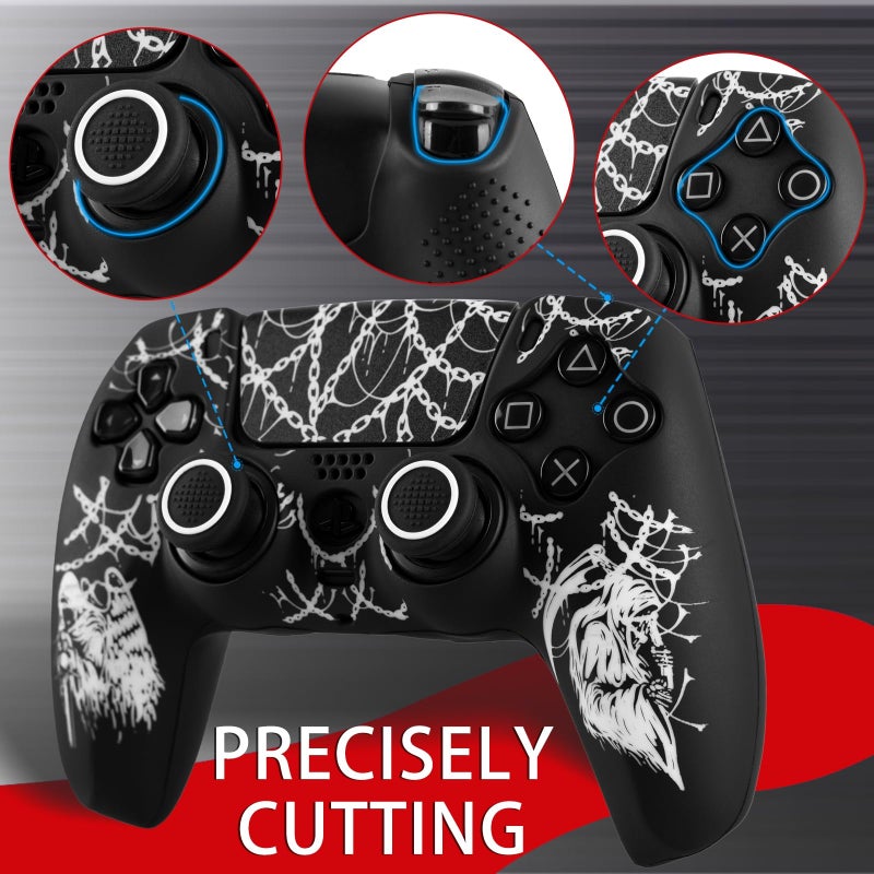 YoRHa Non-Slip Silicone Cover for PS5 Controller with Thumbstick Caps x 2 & Sticker x 1(Angel Death) - Image 3