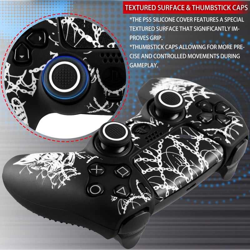 YoRHa Non-Slip Silicone Cover for PS5 Controller with Thumbstick Caps x 2 & Sticker x 1(Angel Death) - Image 2