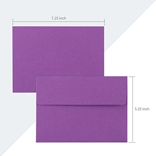 Granhoolm 50 Pack A7 Invitation Envelopes 5.25 x 7 .25 For 5x7 Cards - Peel & Press,Ideal for Invitations,Weddings,Parties,Greeting Cards,Photos(Multicolor) - Image 2