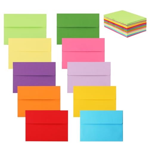 Granhoolm 50 Pack A7 Invitation Envelopes 5.25 x 7 .25 For 5x7 Cards - Peel & Press,Ideal for Invitations,Weddings,Parties,Greeting Cards,Photos(Multicolor) - Image 1