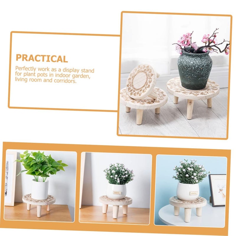 Rustic Wooden Plant Stand With Pot Rack Space Saving Holder For Home Office Decoration Garden Bonsai Display - Image 4