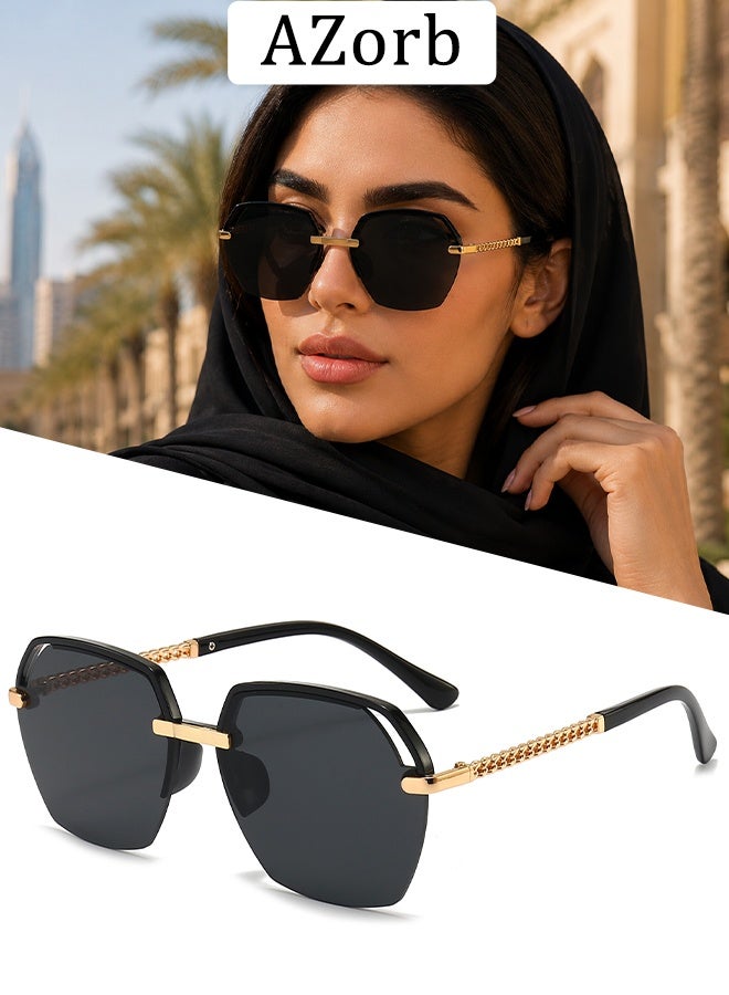 AZorb Sunglasses Women Luxury Chic Eyewear Oversized Square Ladies Women's Sunglasses Elegant Sun Glasses Trendy Sun Glas For Vintage Sunglass Shades UV Protection - Image 1